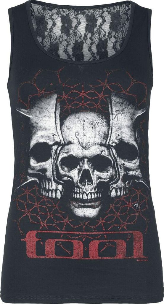 Tool Top Damen Skulls schwarz Band-Merch, Bands 100% Baumwolle M