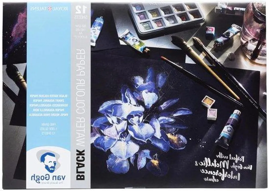 Bloc de papier aquarelle noir A4 grain fin pour peinture et dessin
