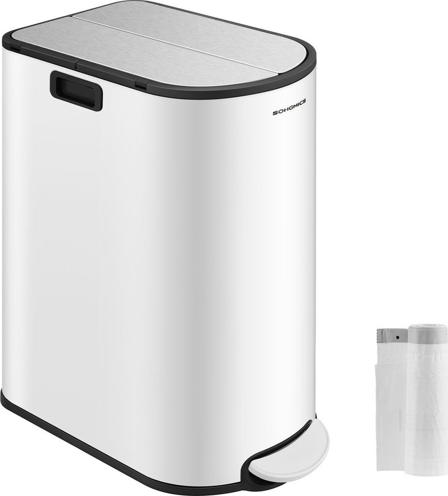 SONGMICS Mülleimer Küche, Mülltrennsystem 2 Fächer, 30 L und 20 L