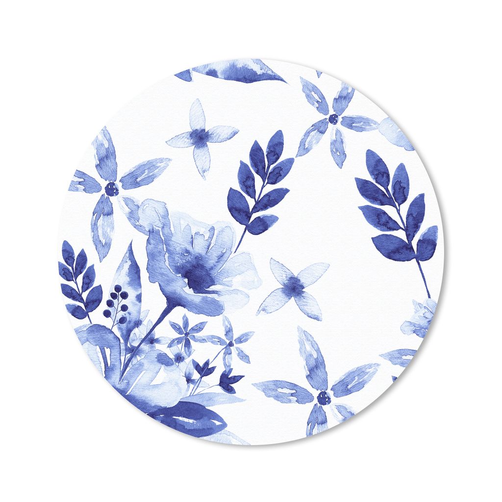 MuchoWow Mauspad Mousepad Aquarell - Blumen - Blau 50x50 cm - Mousepads - Maus Mat - Pad - Mausunterlage - Vinyl