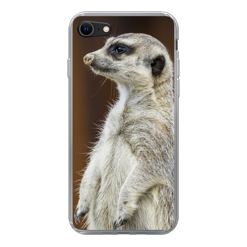 MuchoWow Handyhülle Schutzhülle Hülle für iPhone SE 2020 Erdmännchen - Tier - Spiel Silikon Softcase Handy Hülle - Kartenbesitzer