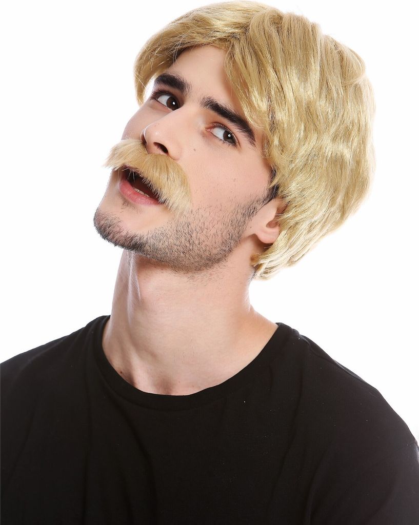 WIG ME UP Perücke Bart Schnauzbart Blond Cop 70er 4129-ZA89 Produktbild 