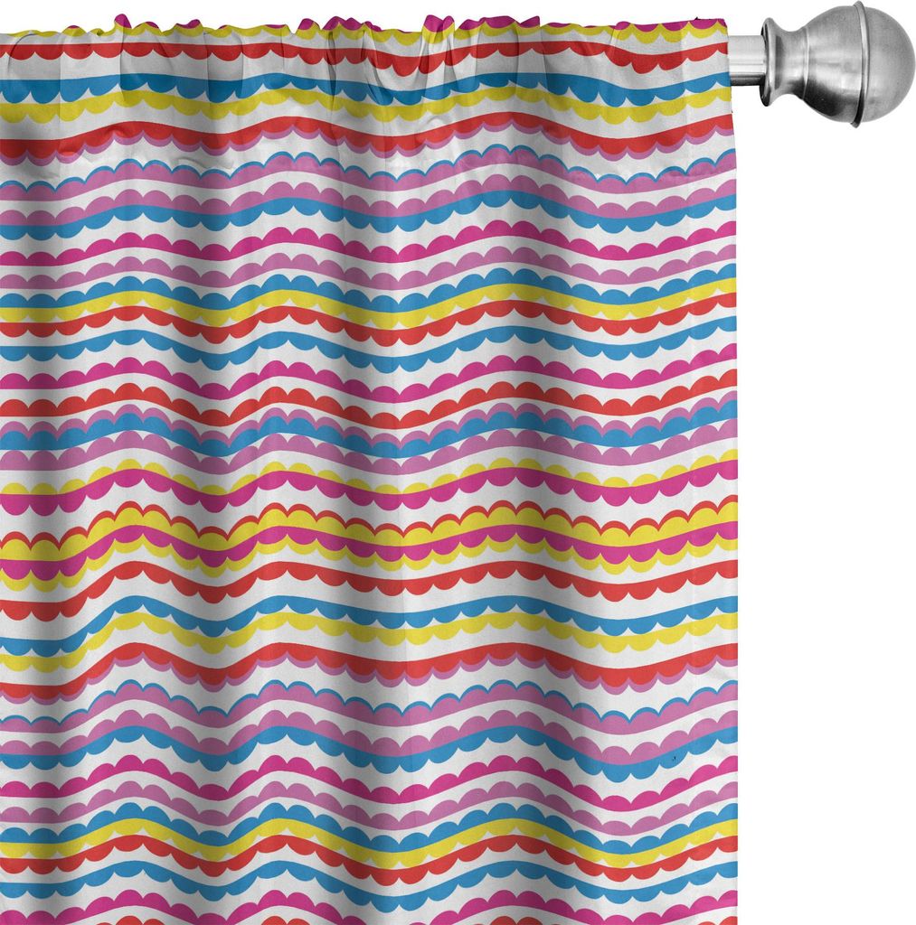 ABAKUHAUS Abstrakt Vorhänge, Gardinen, Layout Modernes Design Horizontale Linien Bunte Retro-Verzierungen Illustration, 2 Stück 75 x 175 cm, Mehr...