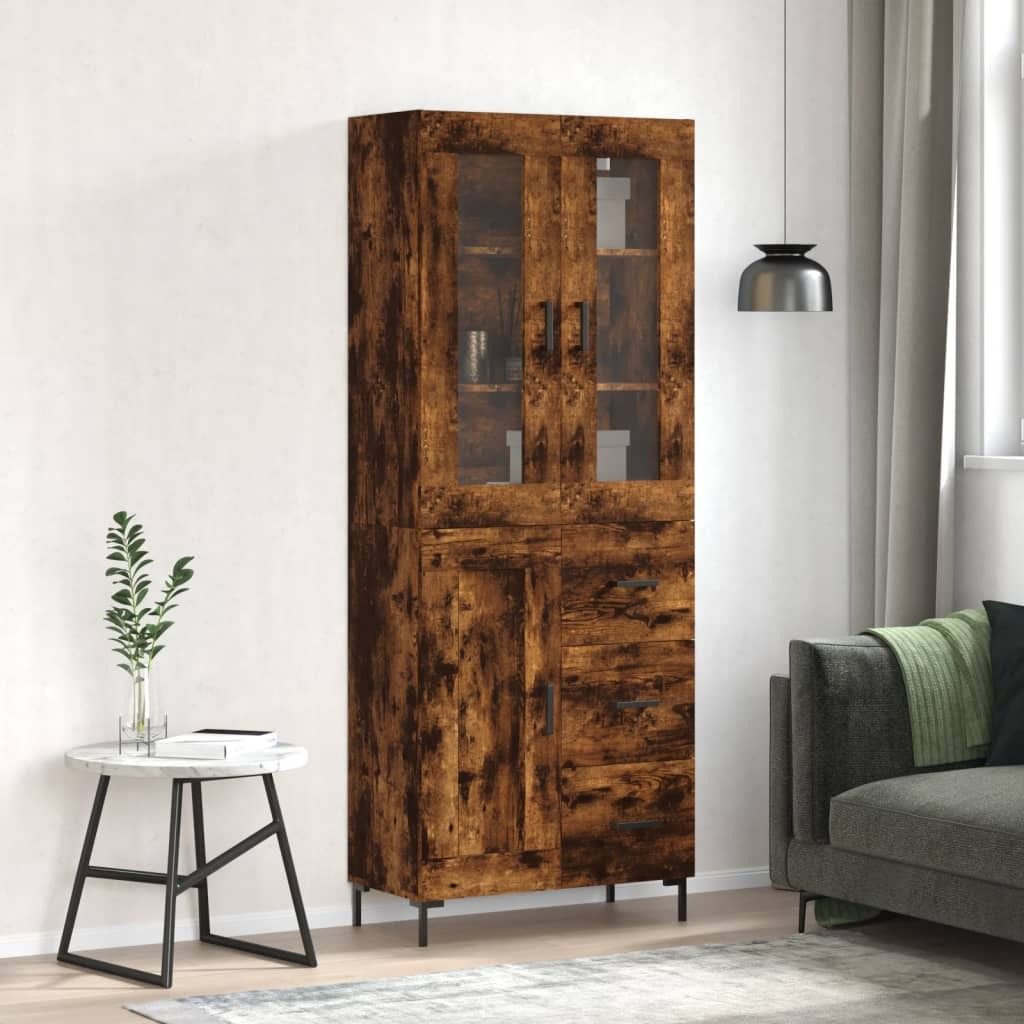 vidaXL Highboard Räuchereiche 69,5x34x180 cm Holzwerkstoff Produktbild 