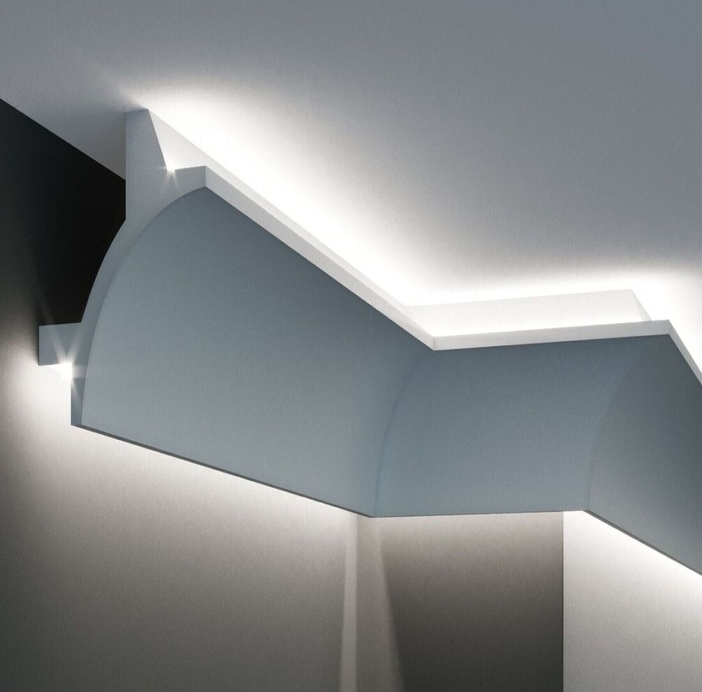 PROVISTON | Lichtleiste | Indirekte Beleuchtung | Deckenleiste | 115 x 115 x 2000 mm | Polyurethan | Weiß | Hochwertig | Stuckleiste | Modern | Ro...
