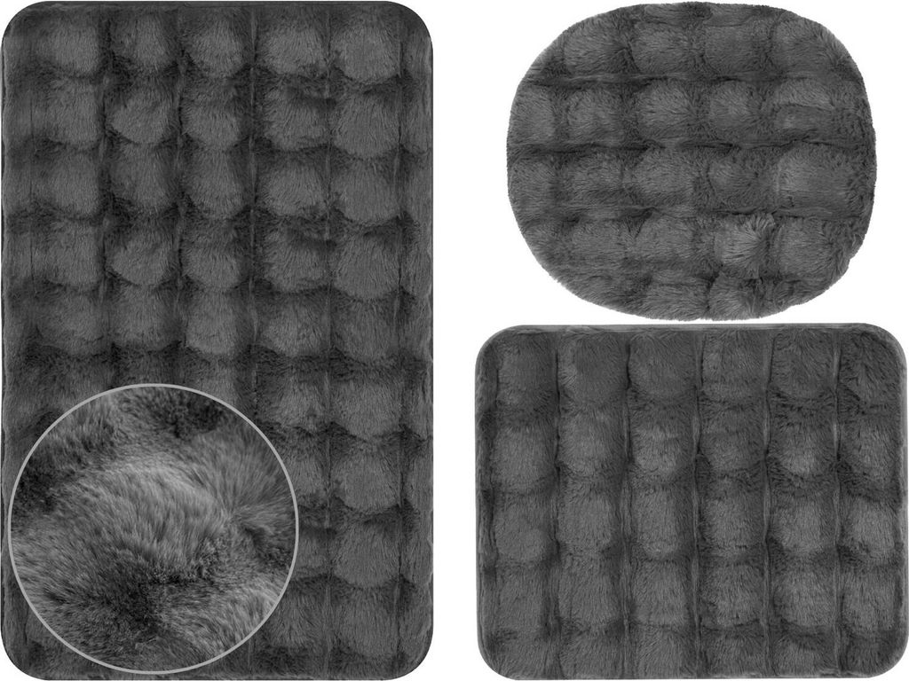 Badematte Badteppich Badvorleger Aruba Dunklegrau 3 tlg. 3 Produktbild 