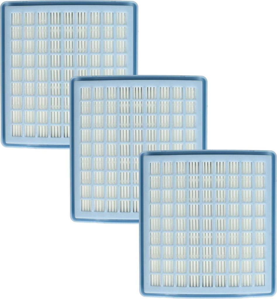 vhbw 3x Staubsaugerfilter kompatibel mit Miele S195, S194 Parkett 100 Hepa, S194 Quickstep Staubsauger - HEPA Abluft-Filter Weiß Hellblau