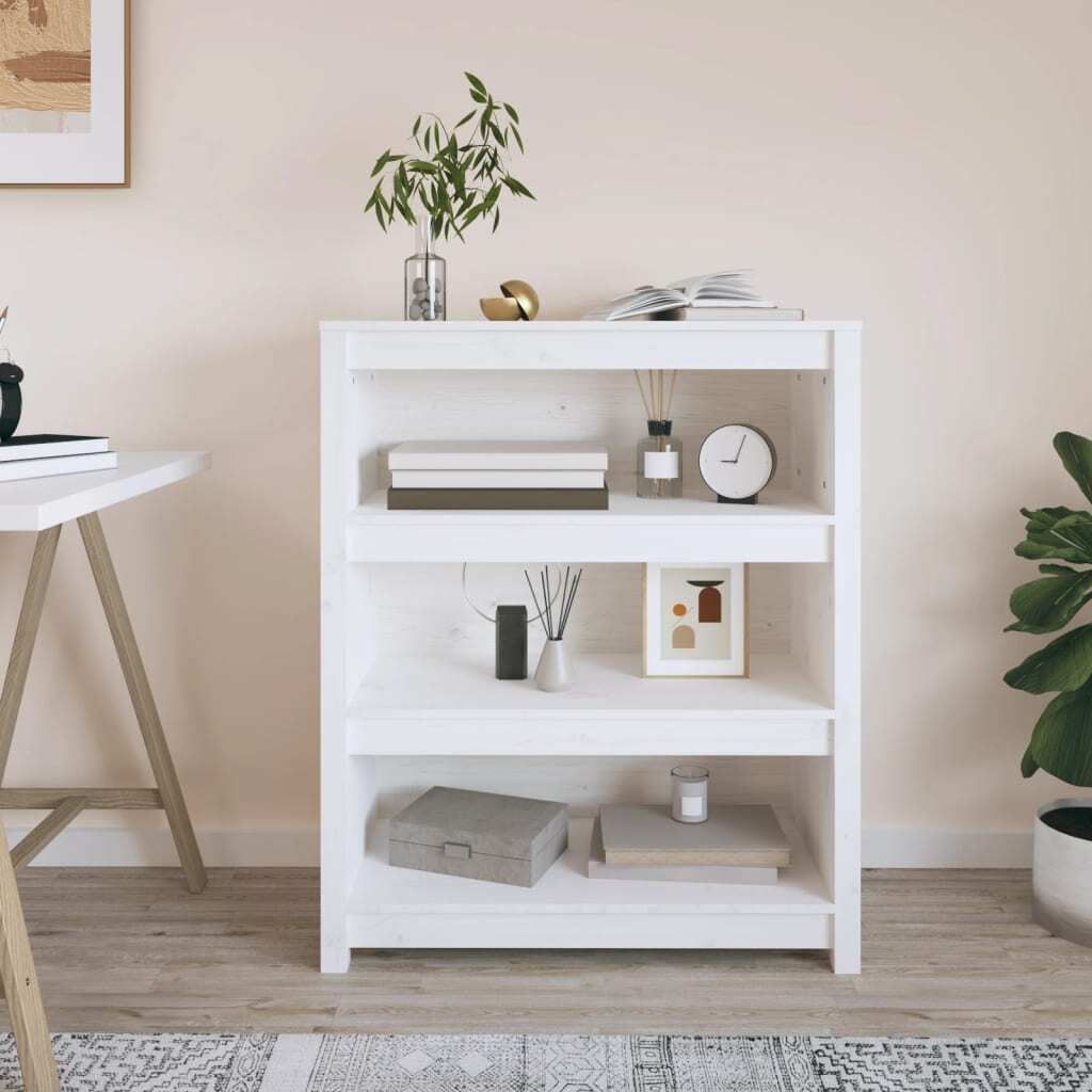vidaXL Bücherregal Weiß 80x35x97 cm Massivholz Kiefer - Bücherregal - Bücherregale - Bücherschrank - Bücherregal Holz