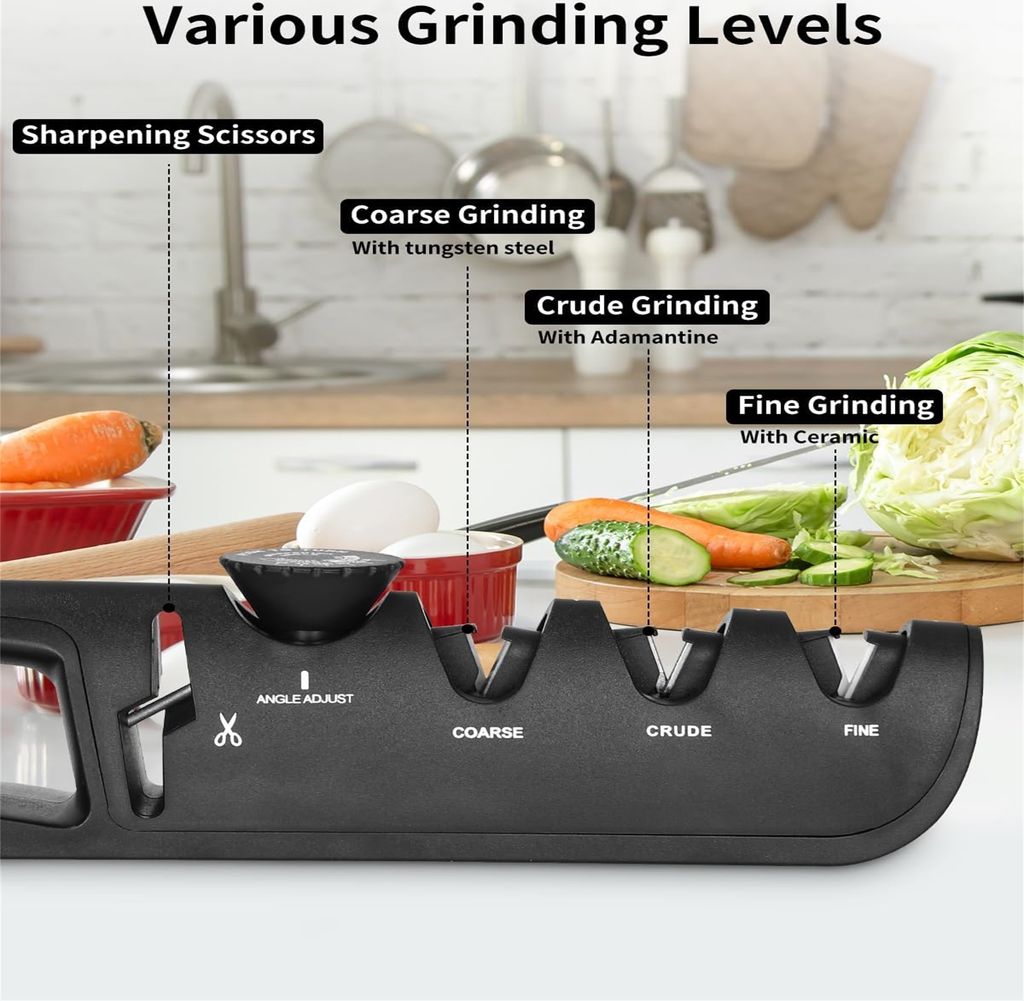 4-IN-1 Messerschärfer - Wolframstahl & Diamant Schleifsystem