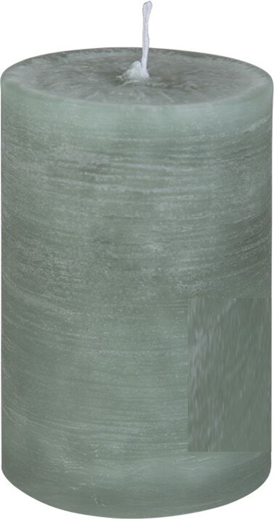Rustic Stumpenkerze Stumpen Kerzen durchgefärbt Pastell Grün 10 x 6 cm, 1 Stück