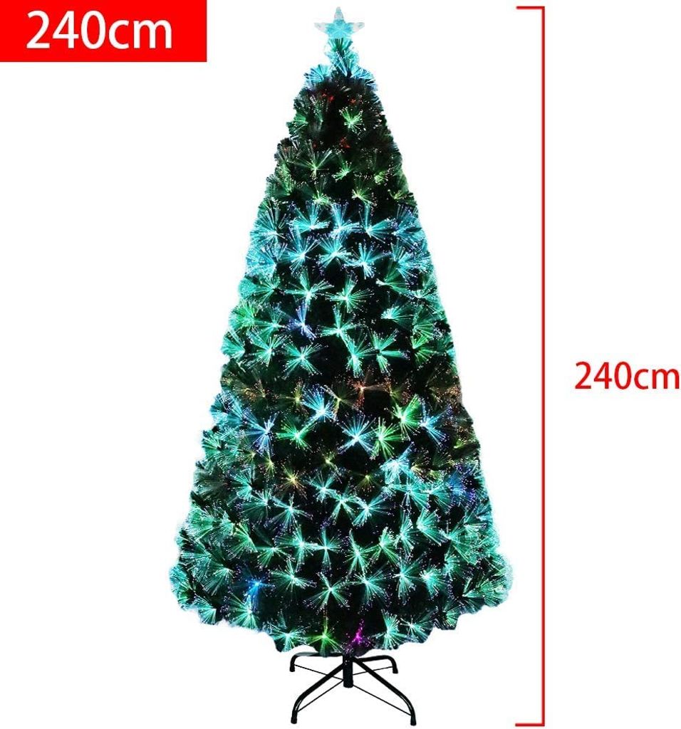 TRMLBE Künstliche Weihnachtsbäume 240CM Glasfaser Weihnachtsbaum mit Kiefernnadel LED Beleuchtung für Weihnachtsdekoration Zuhause und im Büro ...