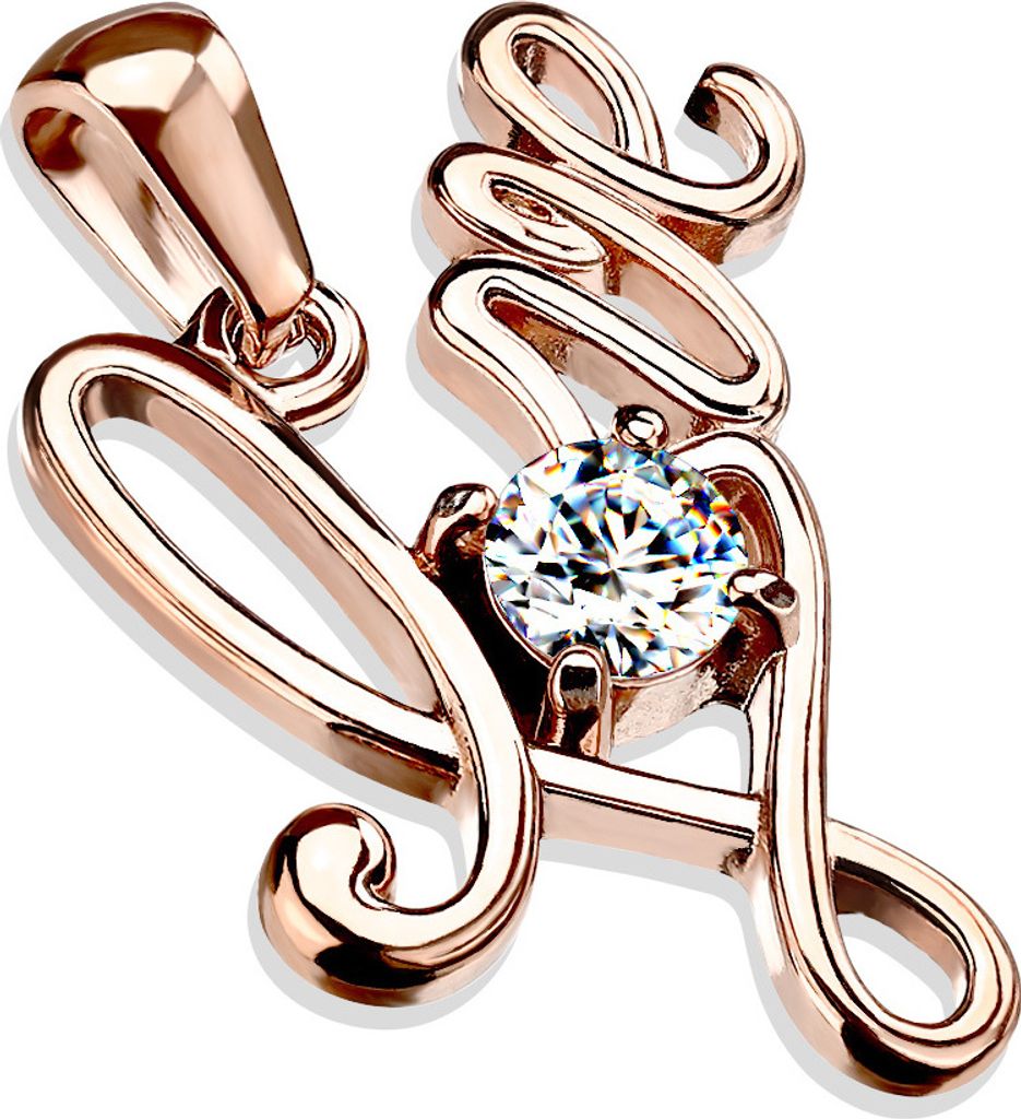 Anhänger Love mit Zirkonia rosegold aus Edelstahl Uni
