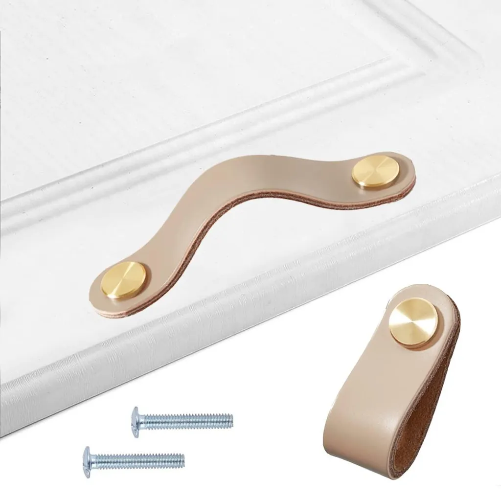 Poignées en cuir fait main lot de 4 pour portes de placard chic