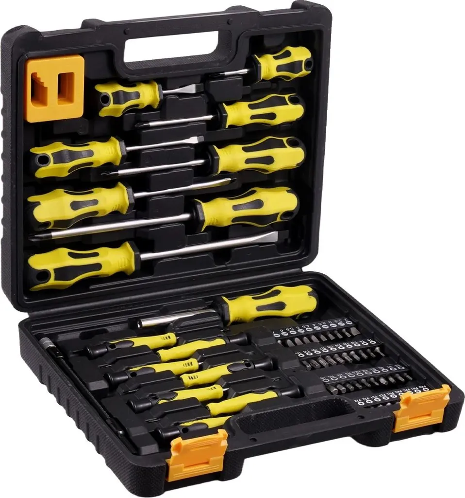 Mallette de tournevis magnétisés Cr-V jaune pour atelier de bricolage