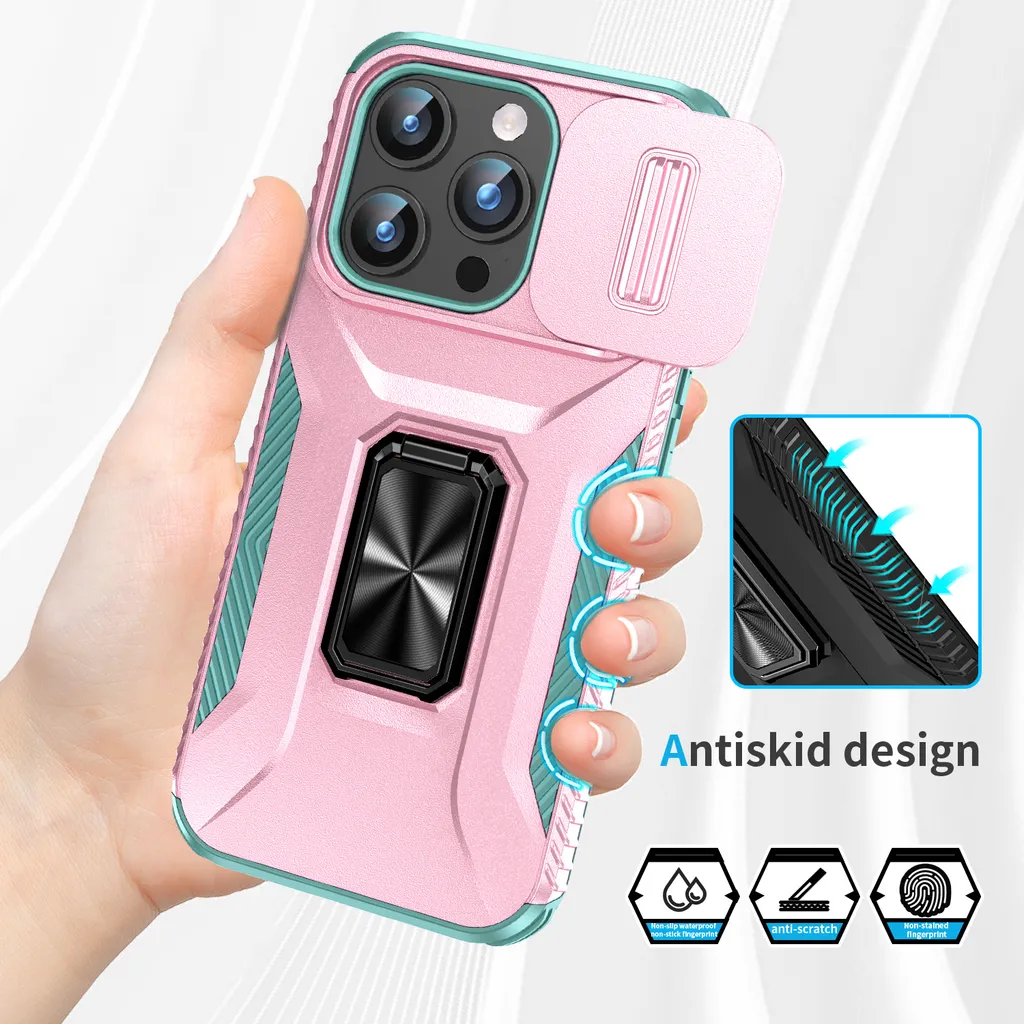 Cover iPhone 15 Pro Rosa Shockproof: Custodia con Supporto e Slide - 7