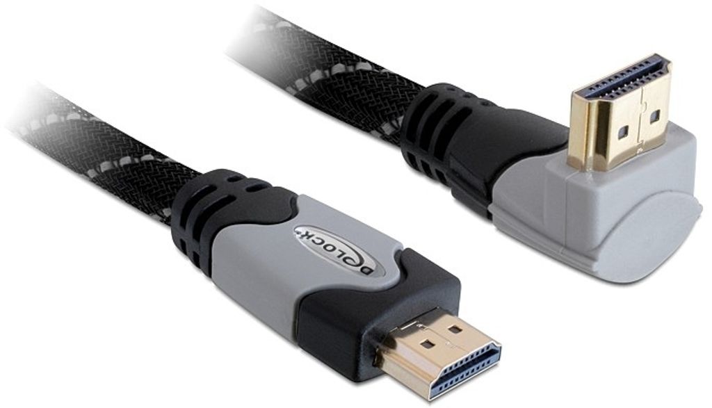 Anschlusskabel High Speed HDMI mit Ethernet, einseitig nach oben gewinkelt, 5m, grau, Delock [83077]