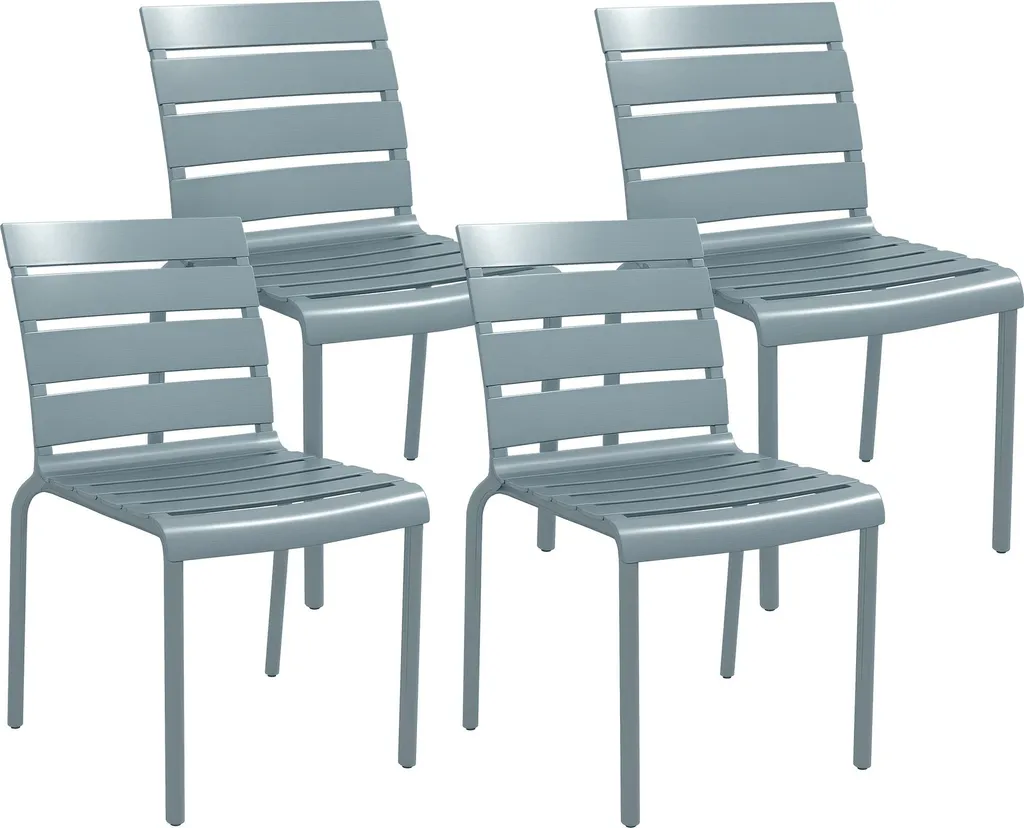 Aménagez votre extérieur avec ce lot de 4 chaises empilables gris 78H