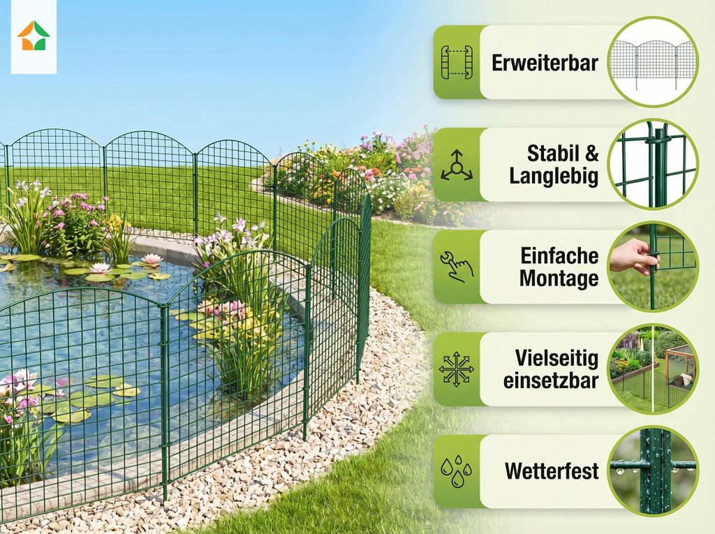 Teichzaun Oberbogen - ca. 390 x 78,5 cm - Dunkelgrün Produktbild 