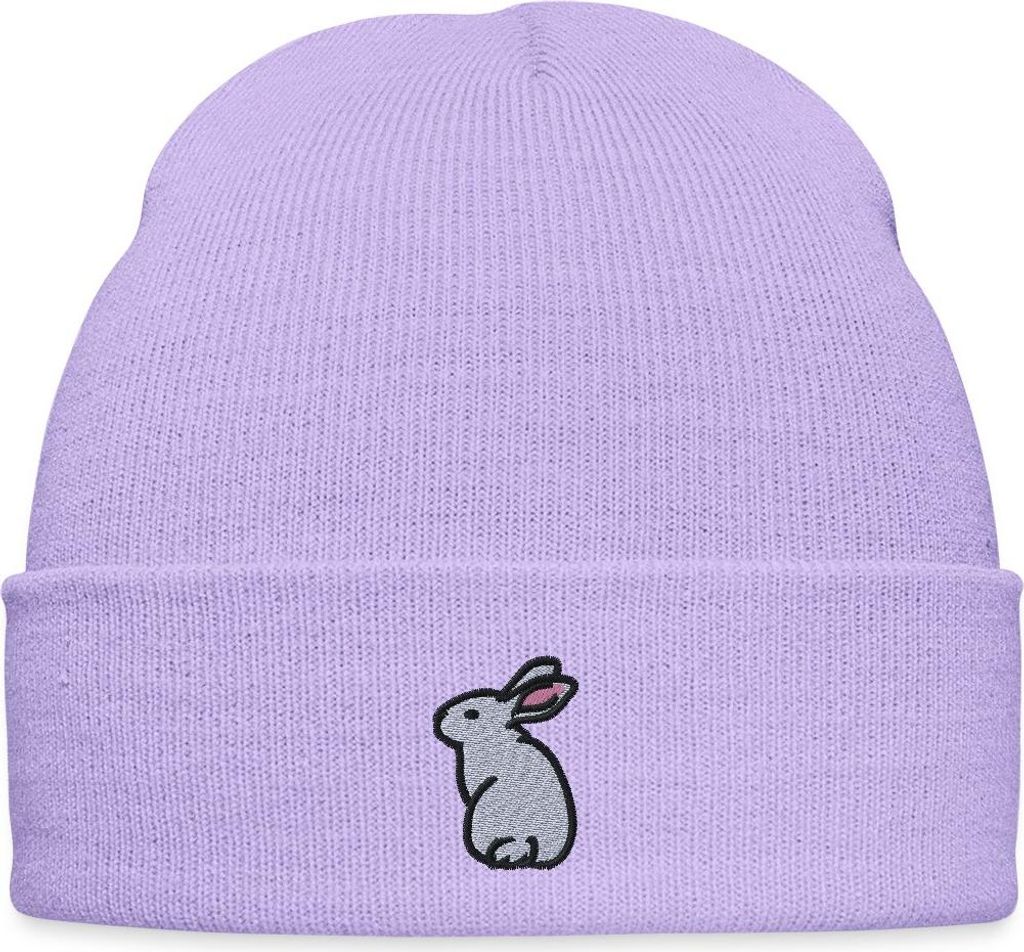 Spreadshirt Hase Bestickt Bestickte Wintermütze, One size, Lavendel