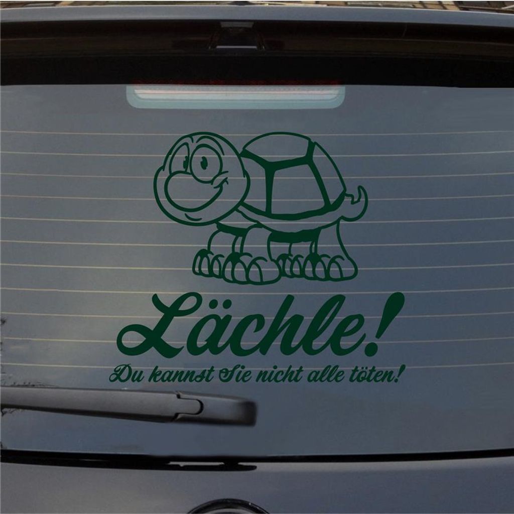 Heckscheibenaufkleber Lächle Du kannst Sie nicht alle töten Schildkröte 55x46 cm Dunkelgrün Auto Aufkleber Sticker