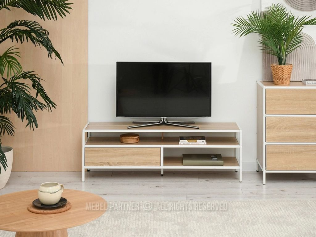 Stolik pod TV MAIRA - dąb sonoma / biały Zdjęcie produktu 