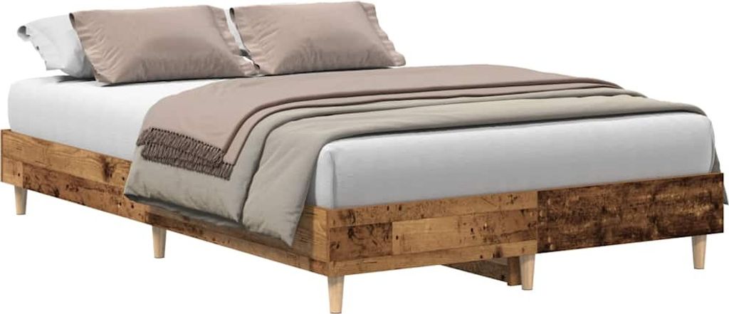 Bettgestell ohne Matratze Altholz-Optik 135x190cm Holzwerkstoff
