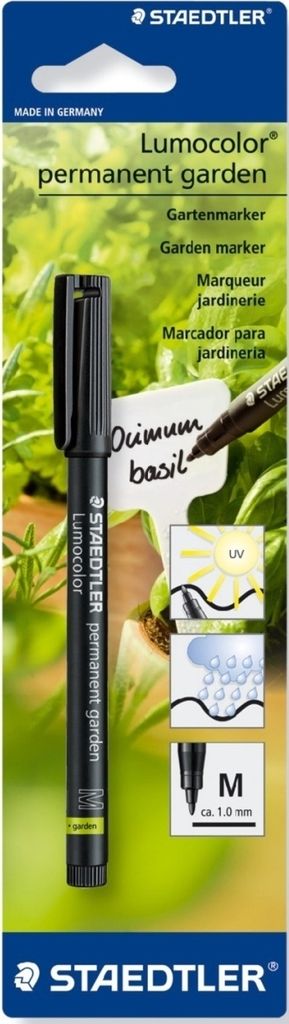 Gartenmarker Lumocolor M permanent schwarz auf Blisterkarte Packung mit 10 Stück