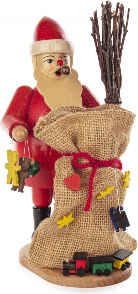 Holzwaren Egermann Räuchermann - Weihnachtsmann - aus traditioneller erzgebirgischer Handarbeit gefertigt - für Räucherkerzen M (Standard) - 911 F