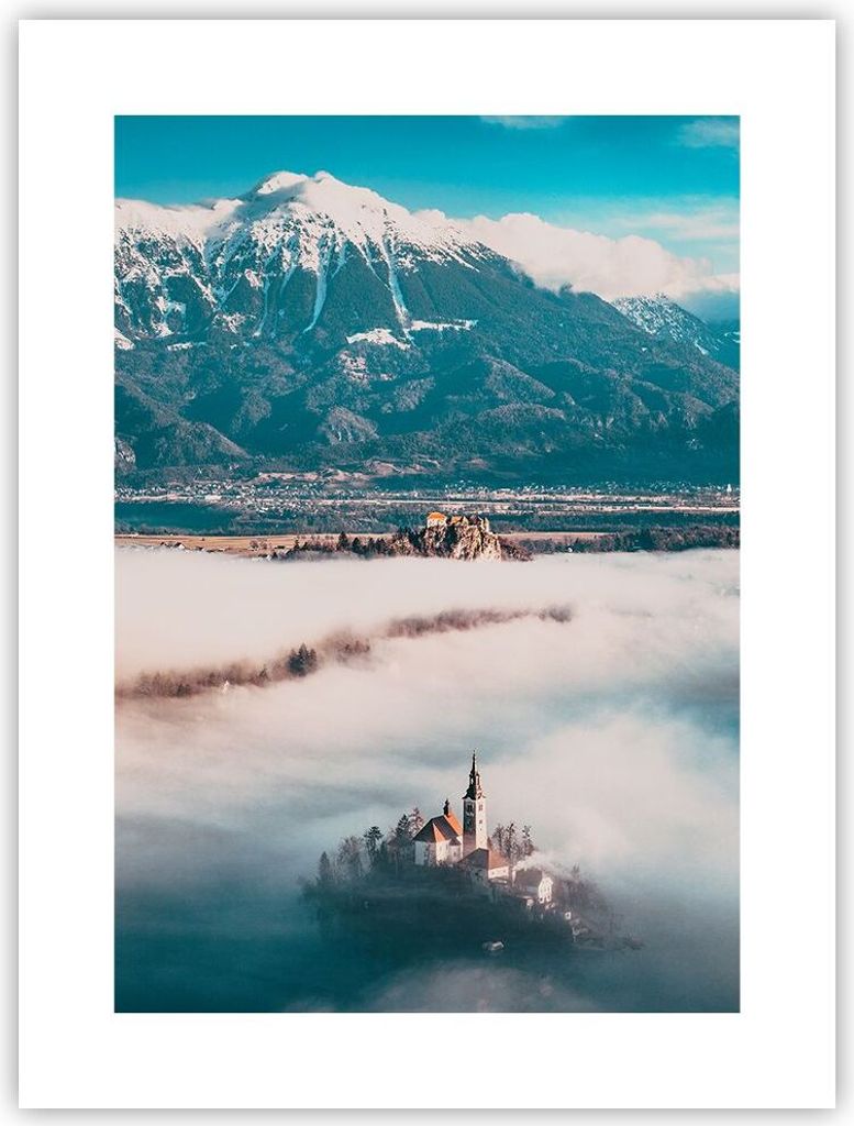 Poster - Poster ohne Rahmen - Winter Berge Wolken - 30x40 Produktbild 