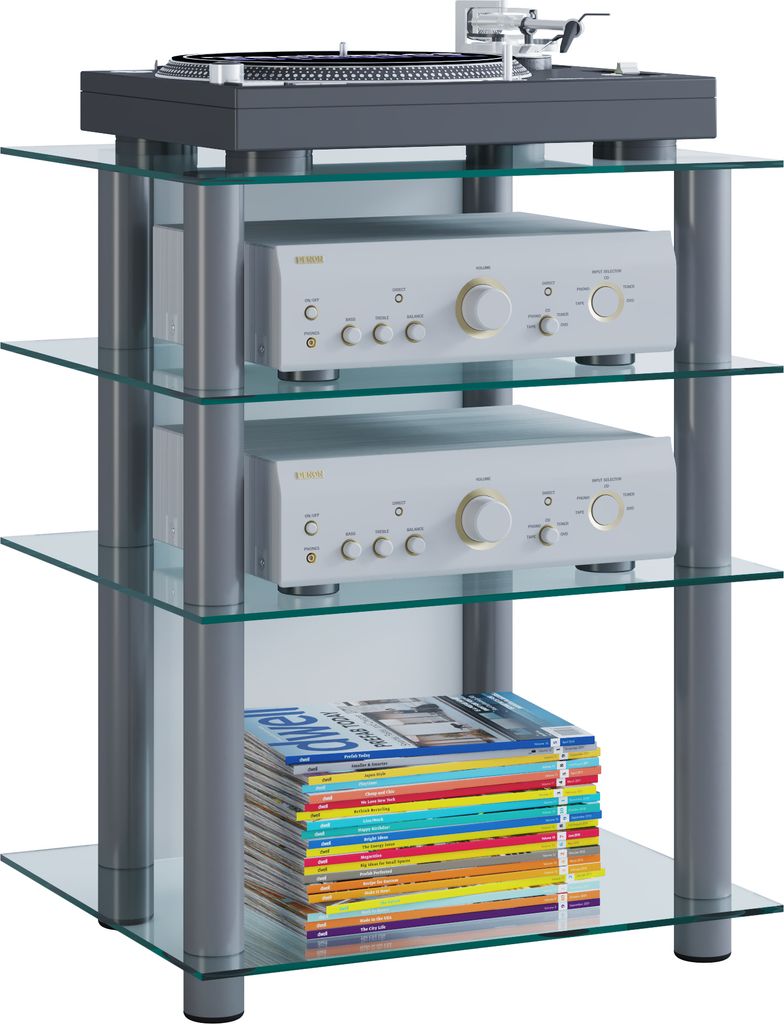 Hifi nábytek Rack Alu Glass Phono Media Rack Bilus Obrázek produktu