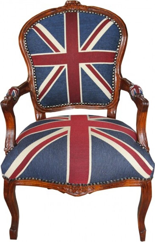 Casa Padrino Sedia da salone barocca Union Jack / Mogano Immagine del prodotto 