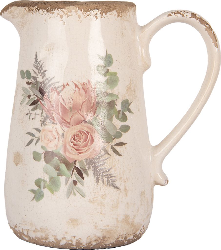 Clayre & Eef Dekorative Kanne 21x15x23 cm Beige Keramik