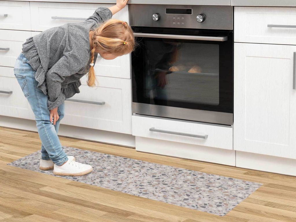Primaflor PVC Küchenläufer NIZZA - Beige - 0,60m x 2,00m - Meterware - Strapazierfähiger Schmutzfangläufer, Rutschfester Küchenteppich, Vinyl-...