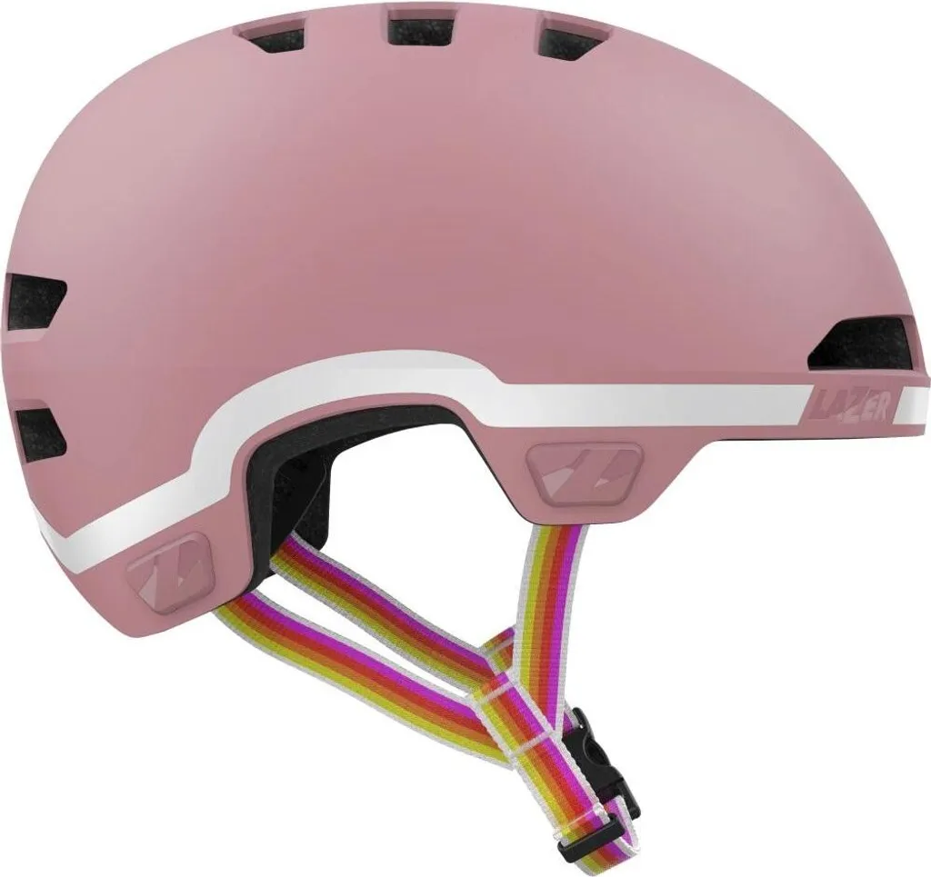 Casque enfant Lazer Maze Jr KinetiCore GoFluo rose haute visibilité