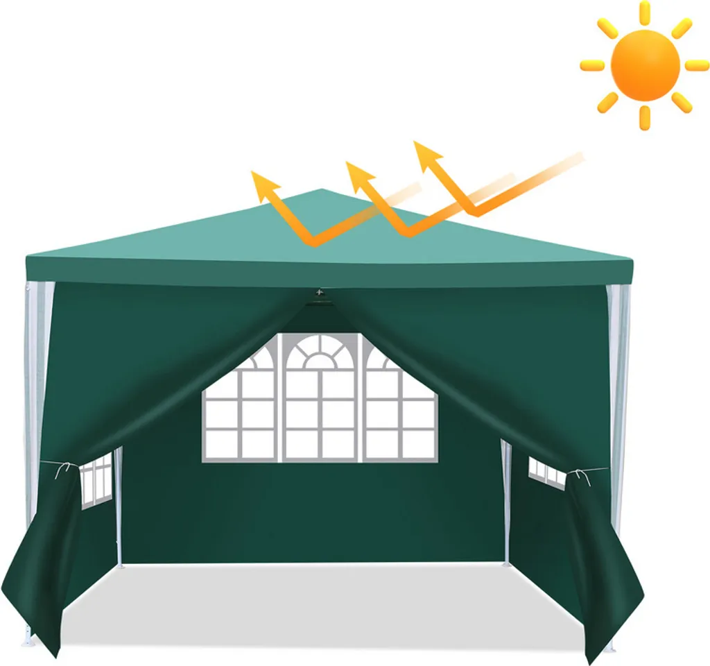 Jopassy gazebo da giardino con tubi a spirale e grandi finestre con 3 pannelli laterali rimovibili tenda portatile impermeabile tenda per feste, gazebo da giardino, per feste matrimoni campeggio
