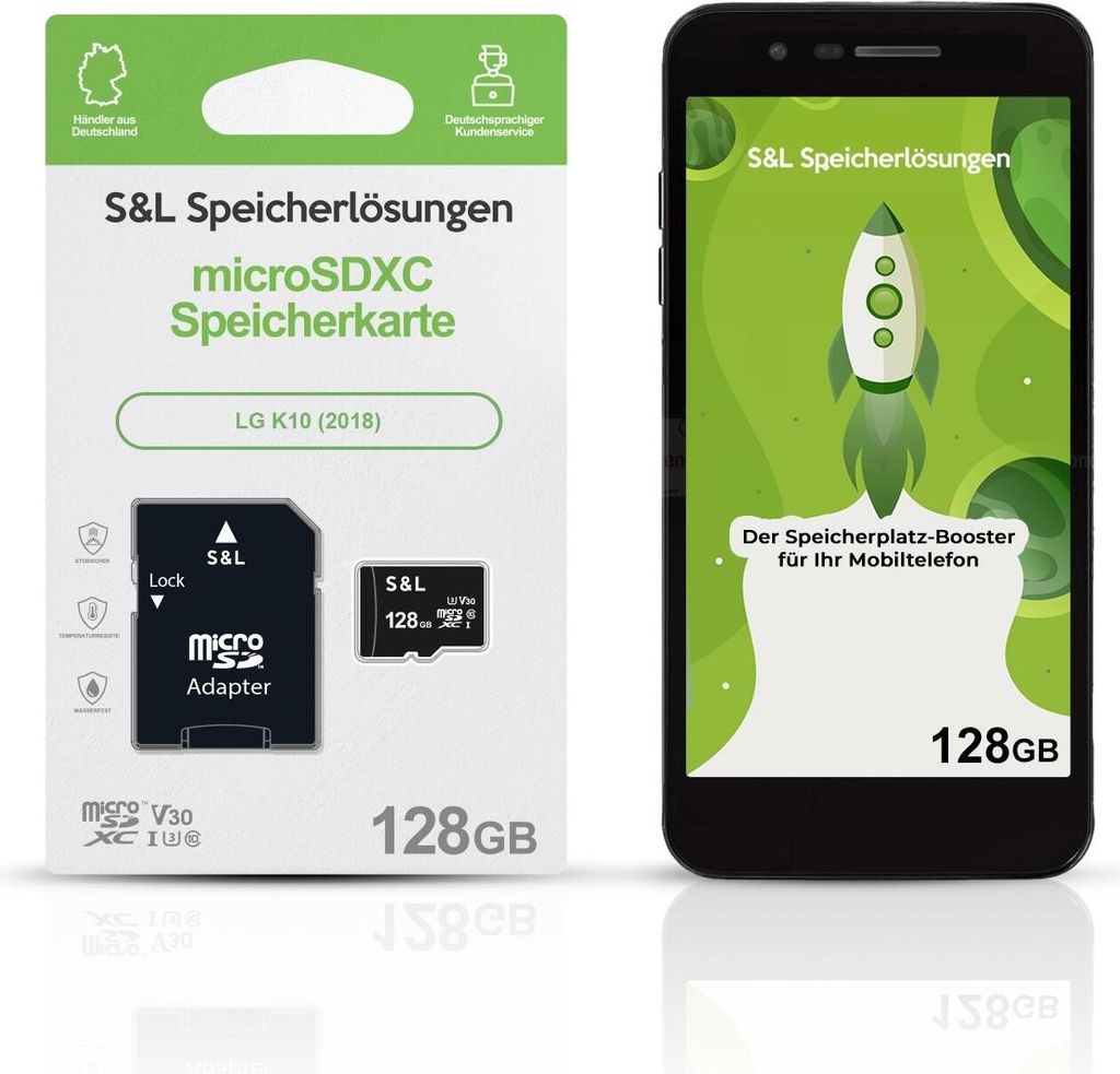 microSD Speicherkarte S&L für LG K10 (2018) - Speicherkapazität: 128 GB