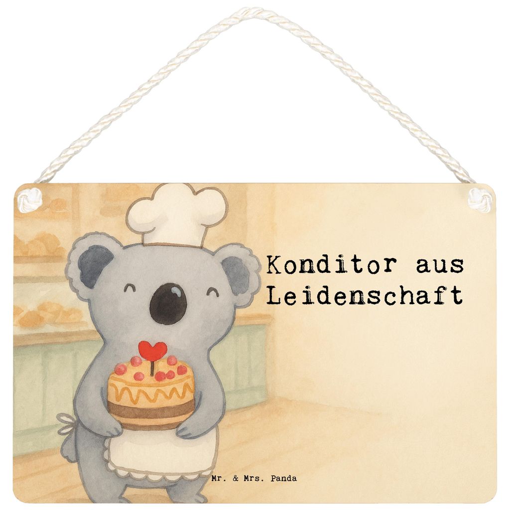 Mr. & Mrs. Panda Schild Konditor Leidenschaft Design DIN A4 - Weiß - Geschenk, Holzschild, Bäcker, Wandbild Holz, Lustig, holzbild, wandtafel, Sp...