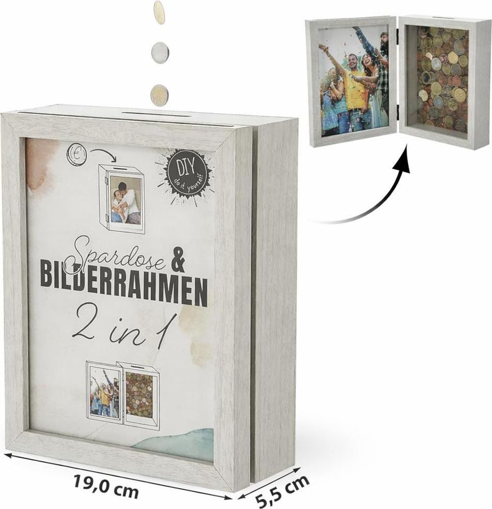 CEPEWA - Spardose Bilderrahmen 2 in 1 Rahmen mit Produktbild 