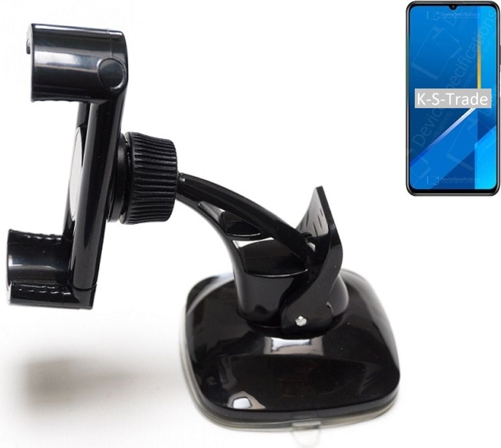 K-S-Trade kompakte Handy-Halterung Windschutzscheibe kompatibel mit Huawei Honor X10 Max Armaturenbrett schwarz Autohalterung KFZ Halter