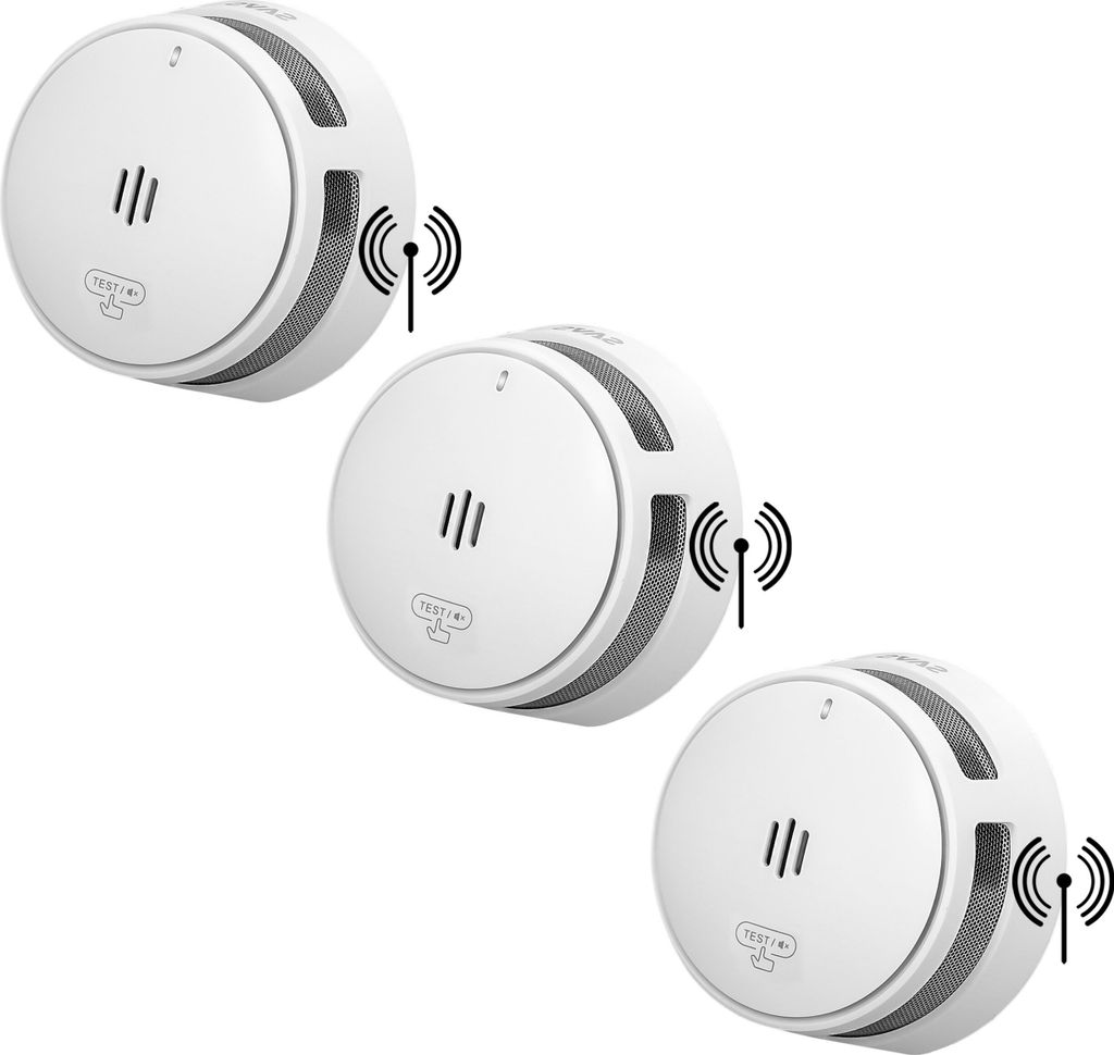 SAVS S10-W Drahtlos vernetzbarer Rauchmelder 3 Stück - LinkSmart - 10 Jahre Batterie - Optionales WLAN - Infrarotsensor - Brandmelder