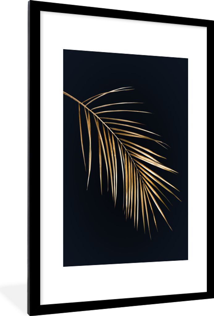 MuchoWow® MuchoWow® Gerahmtes Poster Farn - Gold - Schwarz Produktbild 