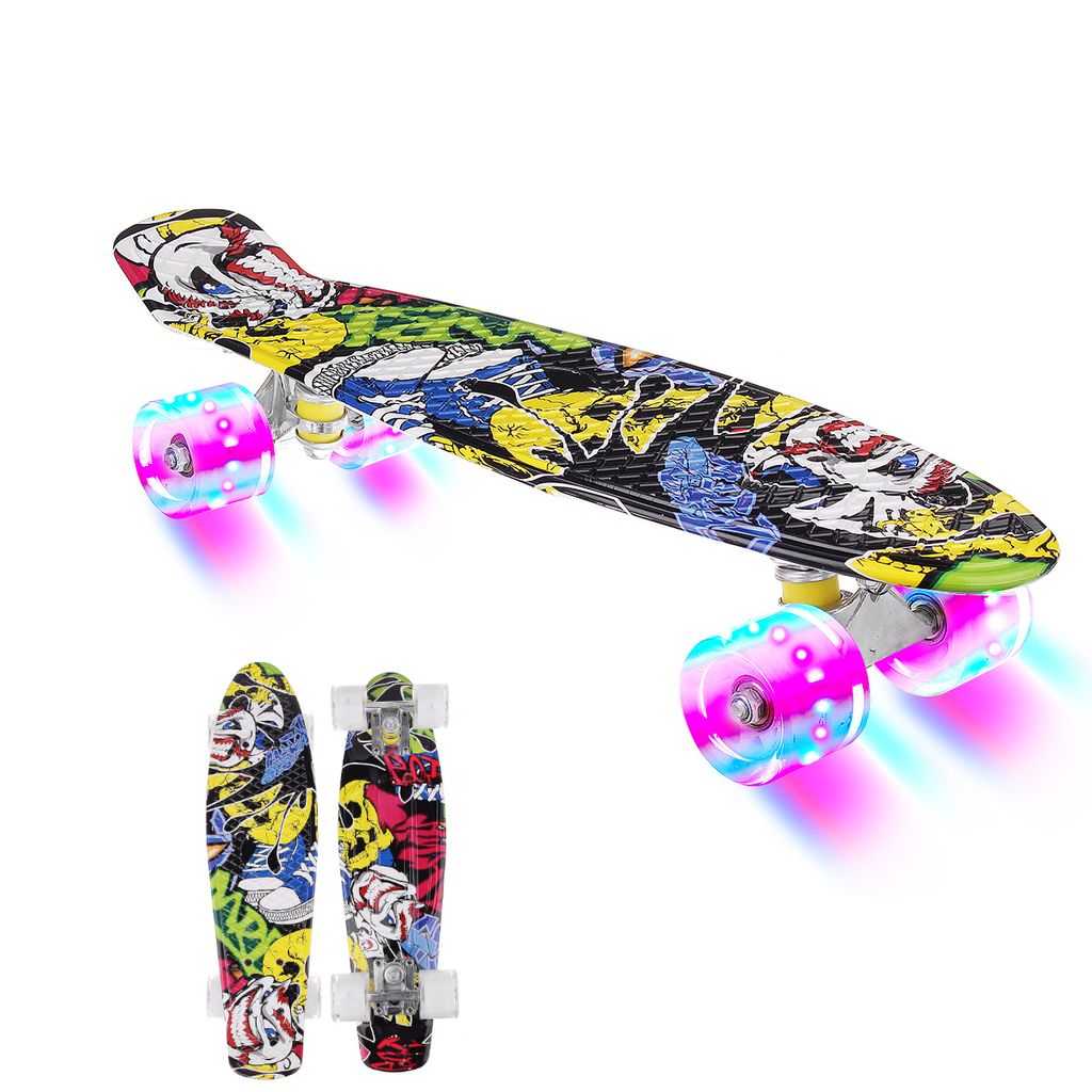 22" LED Skateboard Komplette Cruiser Retro Skateboard Kinderboard board ABEC7 DE 