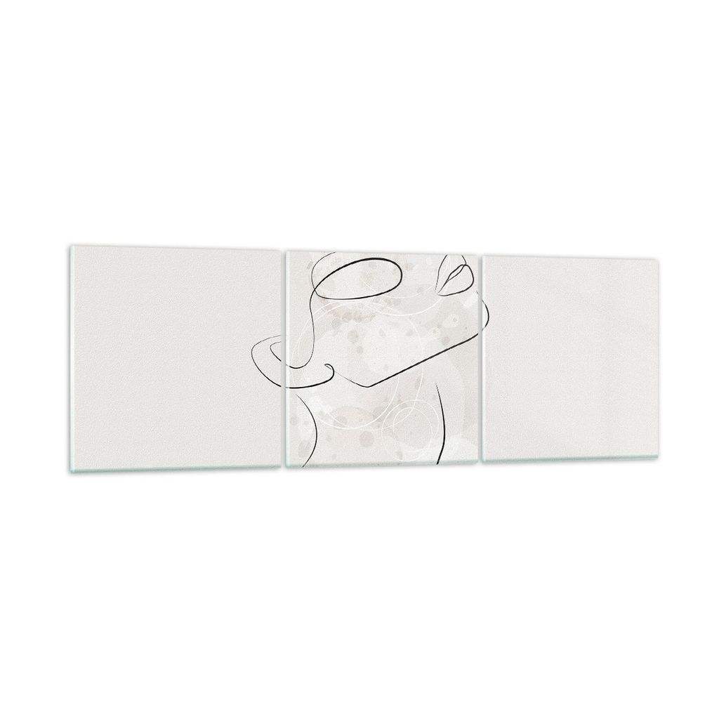 Bilder auf glas - 3 Teile - Gesicht Linie Skizze - 90x30cm - Glasbilder - Wandbilder - Bilder - zum Aufhängen bereit - Wanddekoration aus Glas - G...