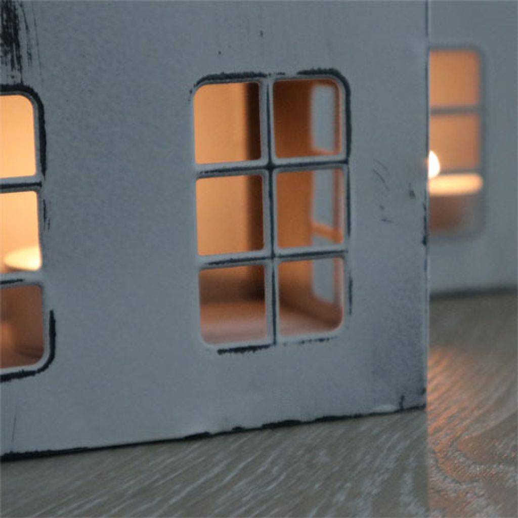 Laterne MAISON weiß shabby chic Metallhaus zum Beleuchten Produktbild 6