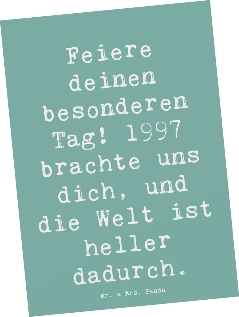 Mr. & Mrs. Panda Postkarte Spruch 1997 Geburtstag - Meeresbrise - Geschenk, Liebe und Dankbarkeit, Geburtsjahr, Happy Birthday, Jahrgang, Herzen er...