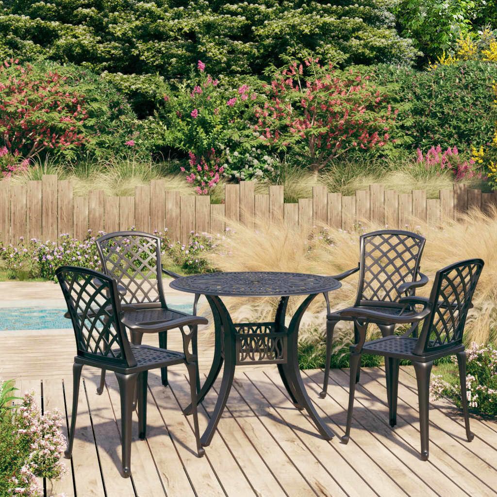 "Rabatt" 5-tlg. Bistro-Set - mit tishe & Stuhl - Aluminiumguss Schwarz - Lounge-Dining set CC2963