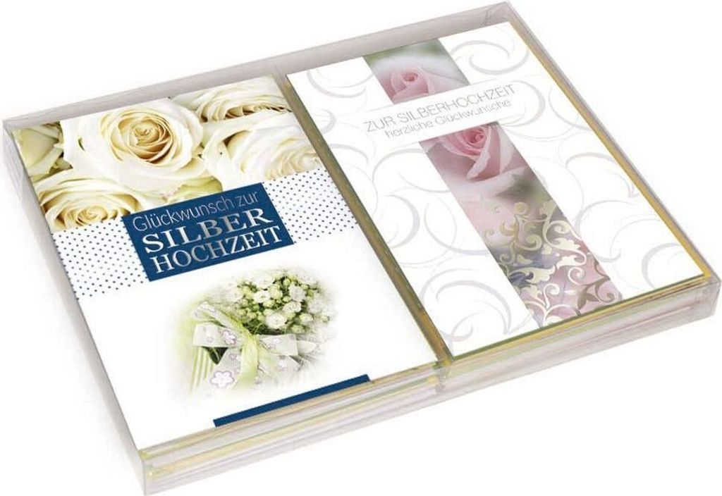Silberhochzeitskarte - inkl. Umschlag, 20 Stück sortiert, 1 St.