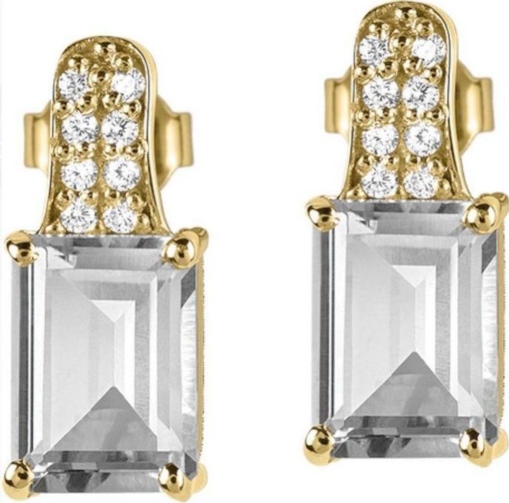 Jacques Lemans - Ohrstecker Sterlingsilber vergoldet mit White Topaz - SE-O114F