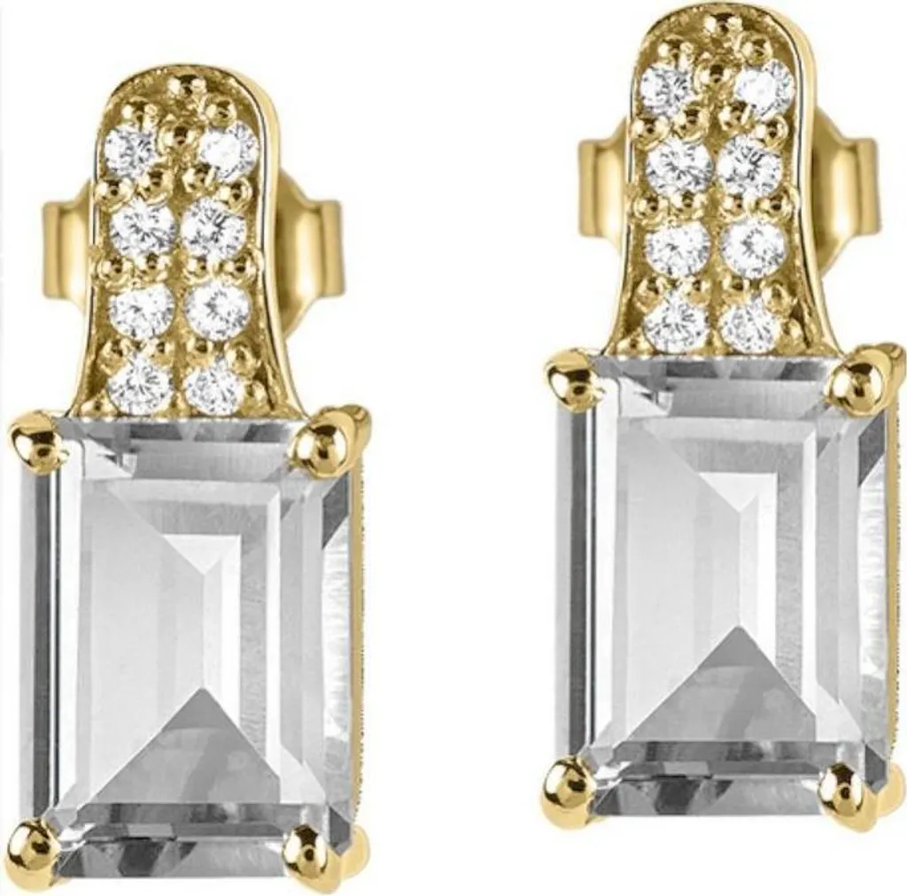 Boucles d'oreilles hypoallergéniques en argent doré et topaze pure