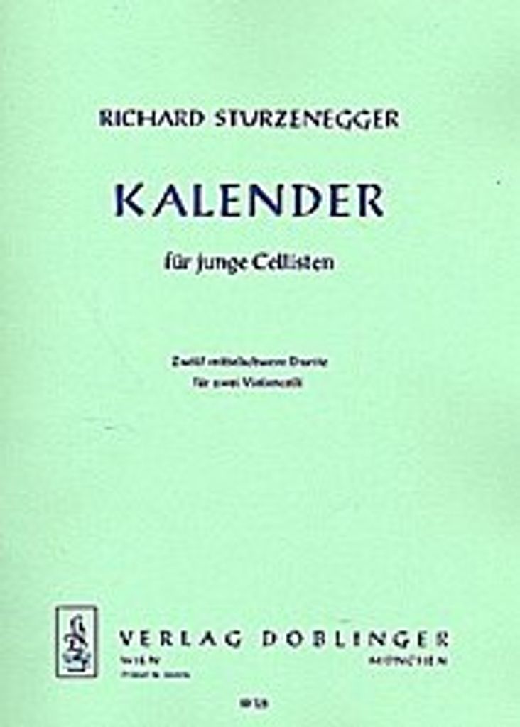 Kalender für junge Cellisten :12 Duette für 2 Violoncelli